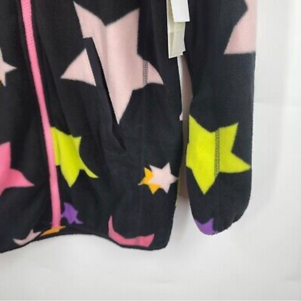 BP NORDSTROM Neon Stars Black Long Sleeve Fleece Zip Up Sweater Sz S - Picture 4 of 5